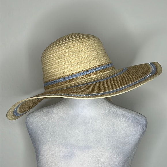 QUAGGA GREEN LABEL | Straw Sun Hat w/Blue Trim - Picture 2 of 4
